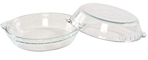 Home-X Set of 2 Glass Pie Plates - 7” Baking Dishes with Handles - Durable, Compact, Oven & Freezer Safe Kitchen Accessories - Glass Pie Dishes for Baking Quiches, Tarts, Desserts & Salads