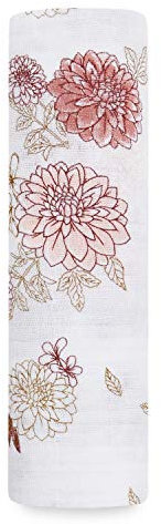 aden + anais Pucktuch, Decke aus 100% Baumwoll-Musselin für Neugeborene Mädchen & Jungen, Wickeltuch für Säuglinge & Kleinkinder, Babys, 120x120cm, Dahlias