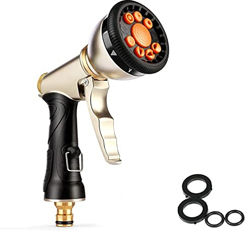Meiyijia Vattenpistol, 9 lägen, justerbar vattenflöde, aluminiumlegering trädgårdsspruta, kraftfull för biltvätt, trädgårdsvattning/gräsmatta