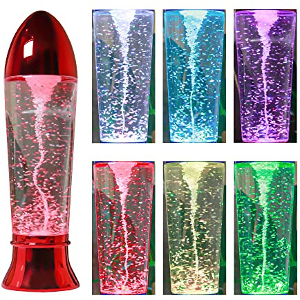 YAKii 10.5 Tornado Lamp LED Color Changing,Tornado Maker Science Toy, Battery/USB Cable Operated,Christmas Day Decoration Red
