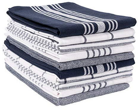 KAF Home Kitchen Towels Bulk - Multipurpose Microfiber Drying Cotton Towel & Absorbent Thick Tea Kitchen Cloth Pack of 10 (Navy)