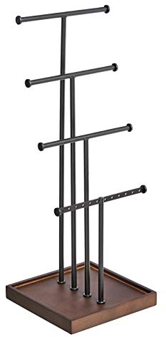 Amazon Basics Blatt Schmuckständer, Baum-Design, 4 Ebenen, Walnuss/Schwarz