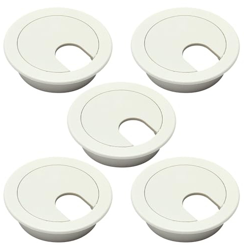MroMax 35mm Dia Plastic Desk Grommet Cable Hole Cover for Office PC Desk Cable Cord Organizer Gray 5Pcs