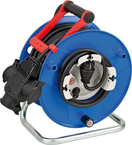 Brennenstuhl Garant G IP44 Kabeltrommel 38+2m mit 3-fach Gummi-Kupplung (40m RN-Kabel, Verteilerdose mit Aufhängevorrichtung, Made in Germany)