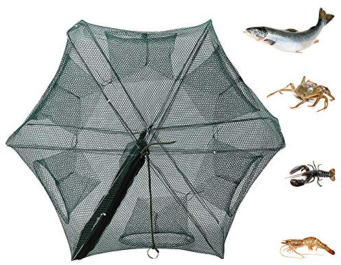 Red de Pesca con 6 Agujeros para cangrejos y Peces pequeños, Trampa de Malla Resistente para Pesca Artesanal