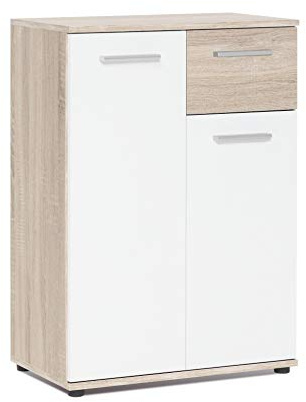 AVANTI TRENDSTORE - Jack - Sideboard con ante e cassetti in colore rovere artigianale e bianco. Disponibile in diverse misure. (Quercia Sonoma, 60 x 85 x 35)