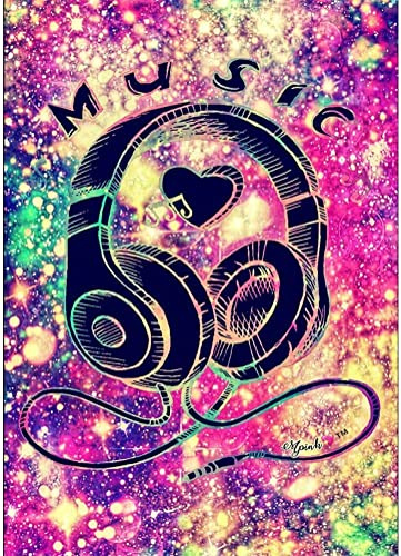 Gofission Diamond Painting Set Full Musik Kopfhörer 30x40cm 5D Diamant Painting Malerei DIY Malen nach Zahlen (Musik)
