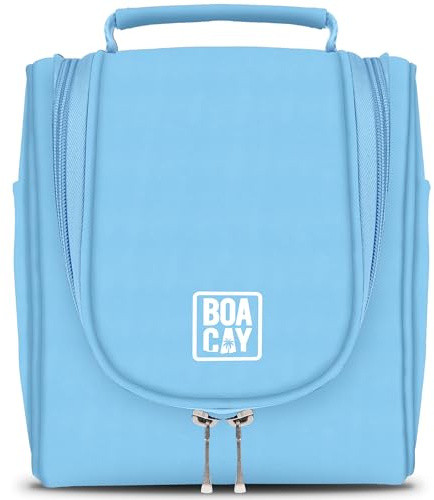 BOACAY Hanging Travel Toiletry Bag for Women & Men, Makeup Bag, Shower & Wash Bag, Organiser Kit for Cosmetics, Essentials, Travel Accessories (M) Baby Blue