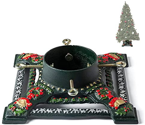 Ventray Supporto per albero di Natale con serbatoio d'acqua, 34.7x34.7x10.4 cm, Supporto universale per albero di Natale con tronchi artificiali, supporto per albero di pino per alberi veri, Stelle