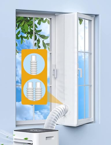 IKSTAR Portable AC Window Seal Kit 400CM/157 for Casement, Crank-Out & Skylight Windows, No-Drill Window Vent Kit with Adjustable Zipper, Fits Single & Dual Hose Portable Air Conditioners