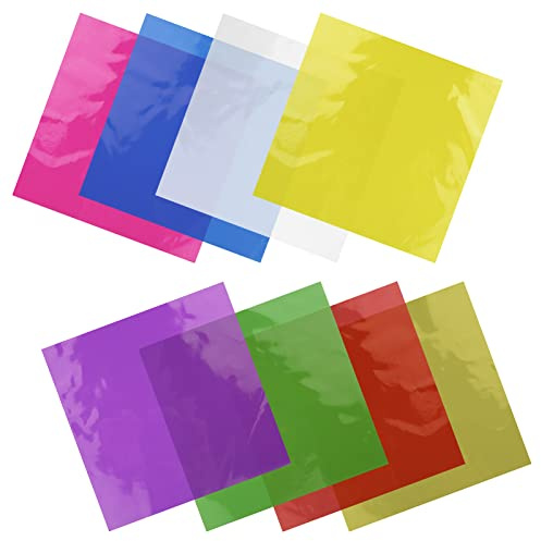 120Pcs Colored Cellophane Sheets, 7.5x7.5 Inch Colored Cellophane Wrap for Candy, Colored Transparency Sheets for Food, DIY Arts Crafts Decoration (8 Colors)