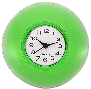 PATIKIL Wanduhr Mini niedlich Badezimmer Küchen Spiegel Saug Wanduhr wasserdichte Quarzuhren Dusche Bad Schlafzimmer grün