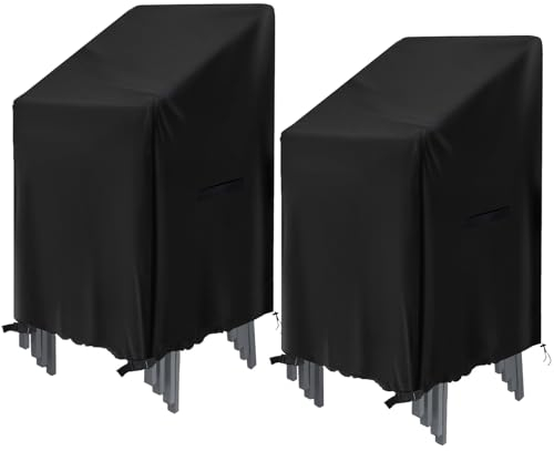 GARPROVM Schutzhülle für Gartenstühle 2 Stück, Abdeckung für Stapelstühle 72 * 72 * 120cm, Wasserdicht Stuhlabdeckung Oxford Stoff Wetterfest Gartenstuhl Abdeckung für Gartensessel Balkonstühle