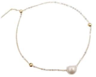 CAZARU bracciali da Donna Vera Catena in Filo d'oro Massiccio 18 carati e Bracciale in Vera Perla Bracciale in Vero Oro Bianco con Perle Naturali Cina 18,5 cm