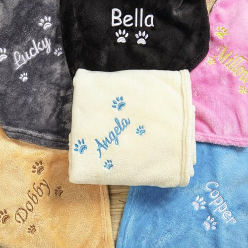 IEK Individuelle Hundedecke mit Namen, besticktem Namen und Muster, personalisierte Hundedecke, Geschenke für Tierliebhaber