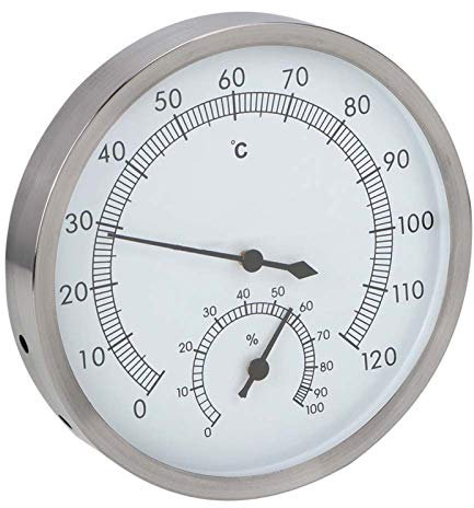 2-in-1-Edelstahl-Dampfbad-Saunaraum-Thermometer-Hygrometer Thermo-Hygrometer Innensauna-Thermometer Fahrenheit-Dampfbad-Thermometer Wasserdichtes Dampfsauna-Thermometer