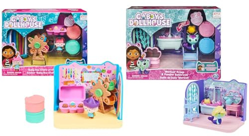 Gabby's Dollhouse Deluxe Raum, Craft-a-riffic-Room & Deluxe Raum, Primp and Pamper Bathroom, Badezimmer mit Meerkätzchen