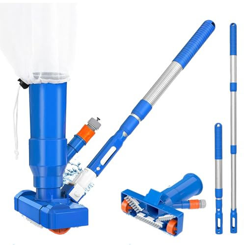 Swimming Pool Vacuum Cleaner,40 in Aluminium Pole Pool Cleaning Kit Vacuum,Hot Tub Vacuum Cleaner,Spa Vacuum,Pool Maintenance Kit with Brush and Fine Mesh Leaf Bag as Paddling Pool Cleaner,Pond Vacuum