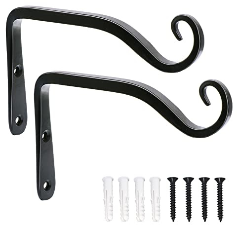 JunGG Pflanzenhalterung Blumenampelhalter 15 cm Eisen Hängender Pflanzenhalter Wandhaken Blumenampel Wandpflanzenhaken für Pflanzer Vogelhäuschen Laternen Windspiele Wandleuchter, 2er Pack