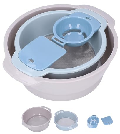 LWZko 4 Teiliges Pollensieb Set, Pollensieb Trimmschale, Stapelbares Netzsieb, Trimmschale mit Maschensieb, Trim Tray Set, Pollensieb für Tee Zucker Küche Zuhause, Mehl Abseihen, Pulverisieren (Blau)