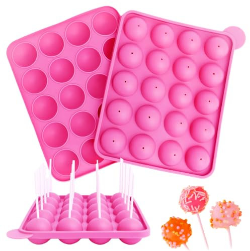 20 cavité Silicone Plateau Pop gâteau bâton Mould, Lollipop Party Cupcake Moule à gâteau, Fête Cupcake Moule de Cuisson, Sans BPA, Livré avec un bâton de bonbon sucette