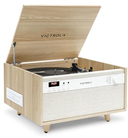 Victrola Century Lecteur de Disque Vinyle 6 en 1 et Centre de Musique, Platine 3 Vitesses, Lecteur CD et Cassette, VinylSTREAM, Bluetooth et Lecteur auxiliaire 3,5 mm
