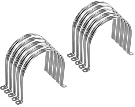 sourcing map 10pcs 6 Inch 150mm Conduit Clamps, M150 U Tube Pipe Clamp, Stainless Steel Rigid Pipe Strap, U Shaped Bracket with Two Hole for Pipe Tube Hose Wire Cord Fixing