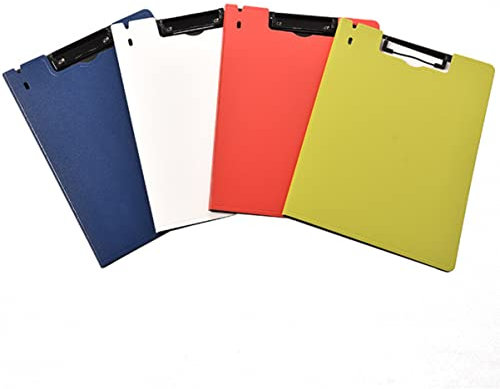 Operitacx Porte-documents A4 Presse-papiers Pliable En Plastique Léger 4 Pièces Jaune Bleu Blanc Orange Pour Bureau Scolaire Organisation De Documents