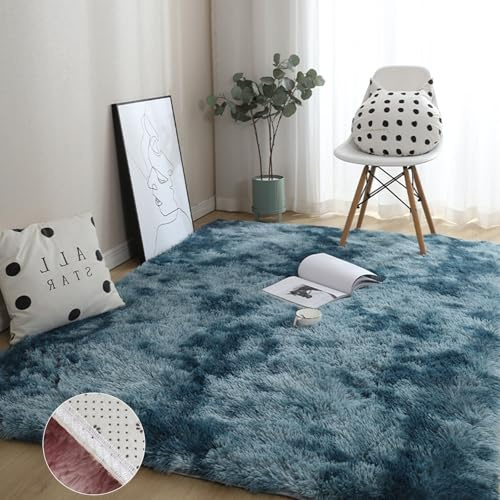 GOUSANG Tappeto in Finta Pelle di Pecora-Agnello 200 x 200 cm Pelliccia Sintetica Tappeto Tappeto di Design per Computer, Sedia, Super Morbido, Antiscivolo, Blu Scuro