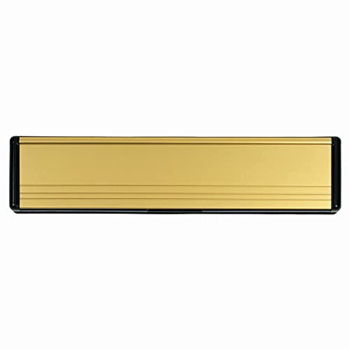 Keypak 12 (30.6cm) Sleeved Letter Box – Anti-Snap Flap & Draught Excluder for 20–40mm uPVC, Composite & Timber Doors (Black/Etched Gold)