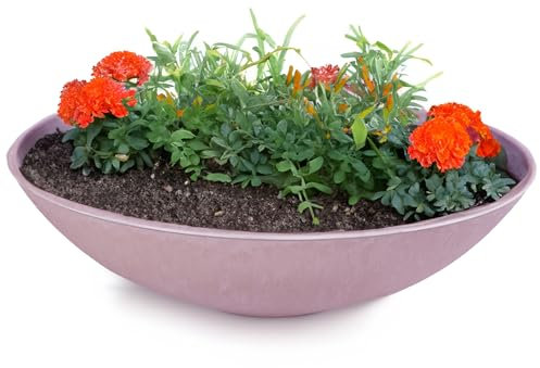 matches21 HOME & HOBBY Grand bac à plantes d'extérieur 45 cm – Vieux rose marbré comme bol à fleurs résistant aux intempéries – Bol décoratif