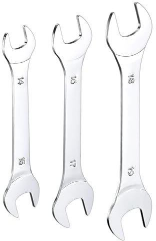 sourcing map 3pcs Double Open End Thin Wrench Set 14×15/16×17/18×19mm Metric Super Thin Small Flat Head Wrench Mirror Polished Open Ended Spanner for Automotive Repair Furniture Assembly