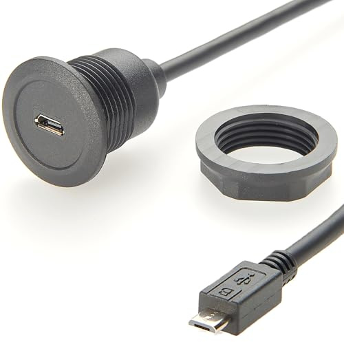Micro USB Extension Cable, Panel Mount Adapter, Male to Female Pass Through