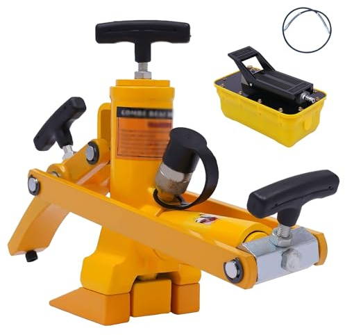 DOJOEUU 10000 PSI lufthydraulischer Reifenwulstabdrücker, Hochleistungs-Hydraulik-Wulstabdrücker mit Fußpumpe und Luftschlauch, 2,3-l-Tank, Reifenwulstabdrücker-Werkzeugsatz für Traktoren, Rasenmäher