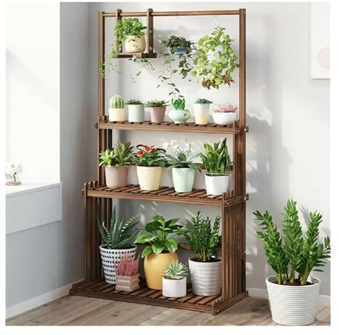 LCKKJHG 3-Tier Hanging Wood Plant Stand Planter Shelves Flower Pot Organizer Rack Multiple Display Holder Shelf Indoor Outdoor For Living Room, Office And Outdoor Garden Patio