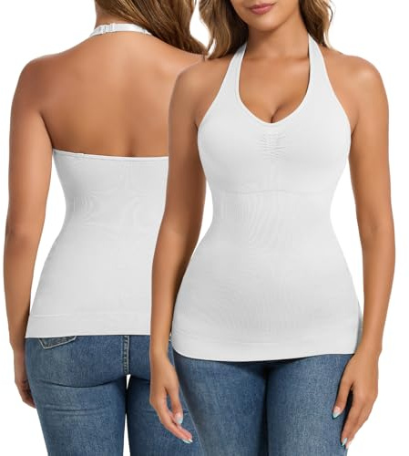 Joyshaper Tank Top for Women Shapewear Vest Tummy Control Cami Built in Bra Halter Body Shaper Camisole Tops Undershirts