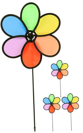 4pcs Colorful Flower Windmills Rainbow Pinwheels for Outdoor Garden Decor Fun Spring Lawn Ornaments for Activities