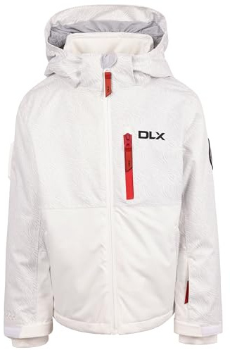 DLX Girls Ski Jacket Keeya - Down Touch Filling, Printed Panels, Detachable Hood, Water Repellent Zips, Multiple Pockets, Reflective Details, Adjustable Features