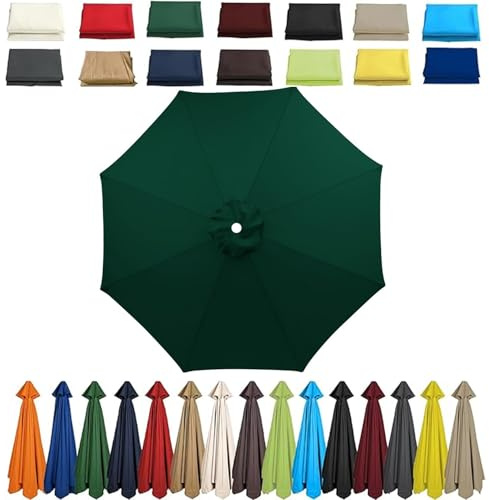 Parasol d'extérieur imperméable avec 6 8 baleines Protection UV 50+ pour plage, piscine, pelouse, terrasse, 4 m, 3,5 m, 2,5 m, vert foncé