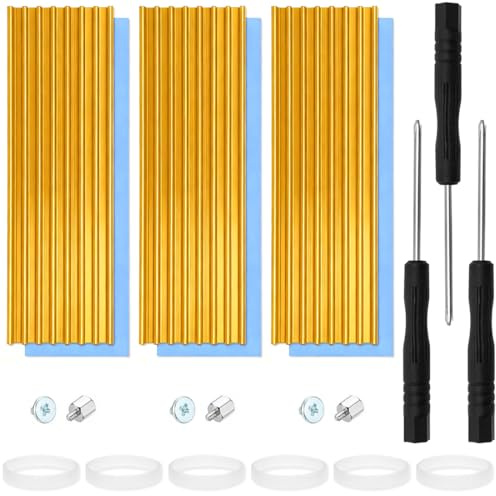 Dissipateur Thermique Ssd M2, 70 X 22 X 3mm, 3 Ensembles Pour Nvme 2280 M2 Ssd Disque, Dissipateur M2 Pad Avec, Joint Torique En Silicone, Matériau D'Interface Thermique, Vis Et Goujons, Et Tournevis
