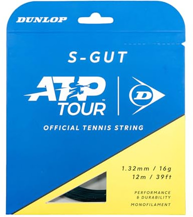 Dunlop S-Gut 16G Schwarz 12m Tennissaite – Haltbare Allround-Tennissaite