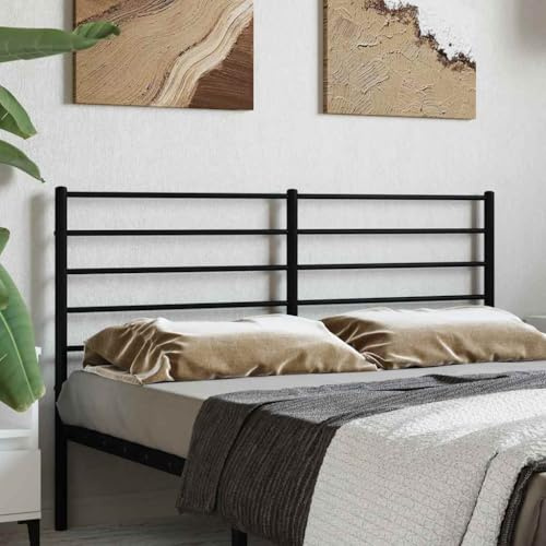 Owoxanthellate Bett Kopfteil 140 cm Schwarz aus pulverbeschichtetem Stahl, Modernes Design & Robustheit für Schlafzimmer, kompatibel mit Bettrahmen 140 cm und runder Rohrform