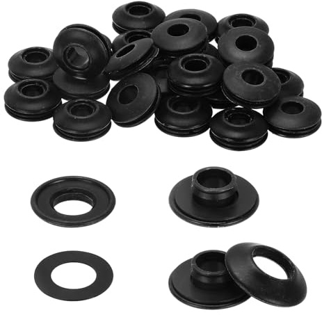 QUARKZMAN Set 24 Occhielli In Plastica Per Teloni Occhielli Pneumatici Neri | Occhielli acciaio inox per teloni camion tessuti tende campeggio coperture piscine vele parasole striscioni clip fissaggio