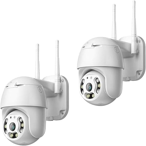 K2 STORE Telecamera IP WiFi PTZ Dome Wireless 2 pezzi – Videosorveglianza Interno/Esterno per Casa e Giardino, Speed Dome con Zoom, Visione Notturna, App YooSee