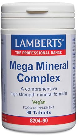 Lamberts Mega Mineral Complex | Complejo Multimineral con Calcio, Magnesio, Zinc y Hierro | Huesos, Músculos y Energía | 90 Tabletas | 45 Días de Suministro | Calidad Farmacéutica GMP