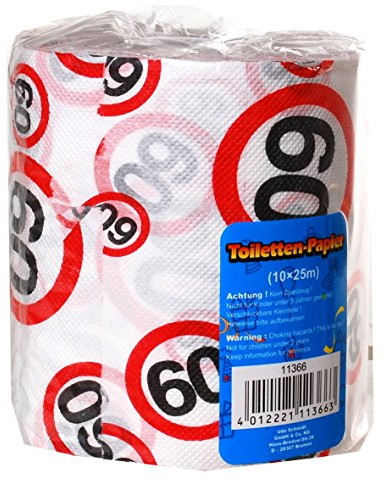 1 Rolle Toilettenpapier 10cm breit 25 Meter lang zum 60 Geburstag