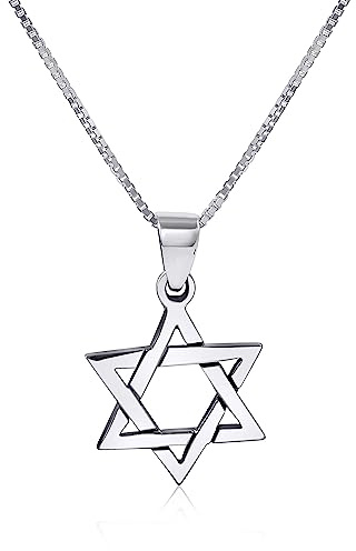 AJDesign Star of David Necklace Pendant 925 Sterling Silver Jewish Jewelry for Men Women Religious (22 Inches Chain)
