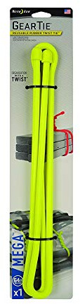 Nite Ize Gear Tie Mega, The Original Reusable Rubber Twist Tie Mega-Sized, 2X Bigger + Stronger For Heavy Duty Projects, 64-Inch, Neon Yellow, Made in the USA