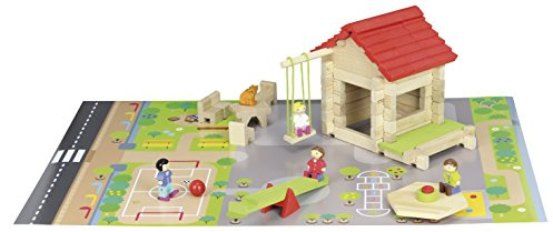 JeuJura – pequeña Ecole – 77 Pieces Juego de construcción en Madera, 8233, MULTICOULEUR