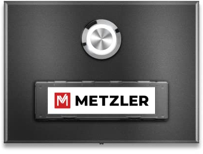 Metzler Türklingel in Eisenglimmer - Austauschbares Namensschild - Pulverbeschichtet in DB 703 Feinstruktur matt - Aufputz-Montage inkl. Befestigung - Wählbare Namensschild-Beleuchtung, Eisenglimmer